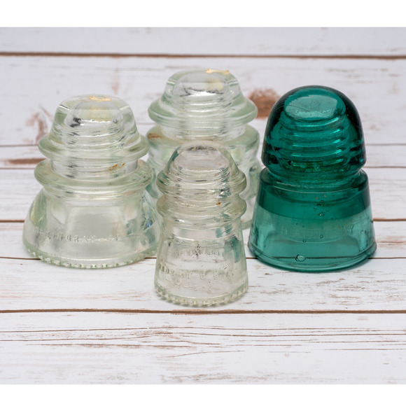 4 Vintage Glass Hemingray Railroad Telephone Insulators - Picture 1 of 14
